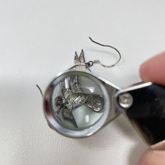 Sterling Silver Hummingbird Earrings Marked 925 Dainty Hanging Minimal - Picture 9 of 9